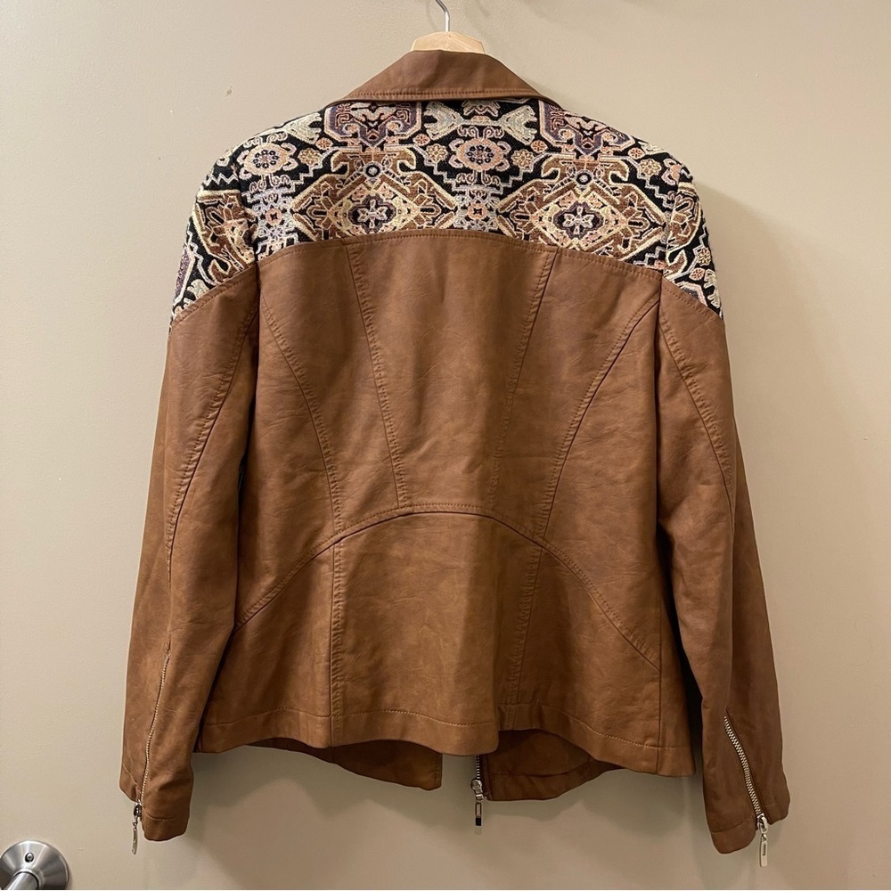 Chico’s Faux-Leather Jacquard Moto Jacket bohemian western rodeo size small - Picture 7 of 13